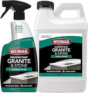 Weiman Disinfecting Granite Cleaner & Polish Value Pack - (1) 24 oz Spray Bottle, (1) 64 oz Refill