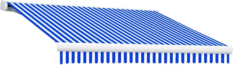 Awntech Retractable Awning Left Motor 10'W x 8'D x 10" H Bright Blue/White