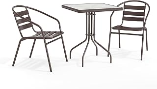 Flash Furniture 23.5 in Aluminum Square Table | Durable Construction, Commercial Use