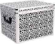 Vaultz Locking File Storage Chest, Two-Handled, Letter/Legal, Leopard Print | Combination lock secures documents, dual carrying handles for portability, measures 17.5x14x12.5 inches, black and white