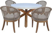 Outdoor Teak Patio Furniture Set with a Round Table and 4 Chairs - Natural