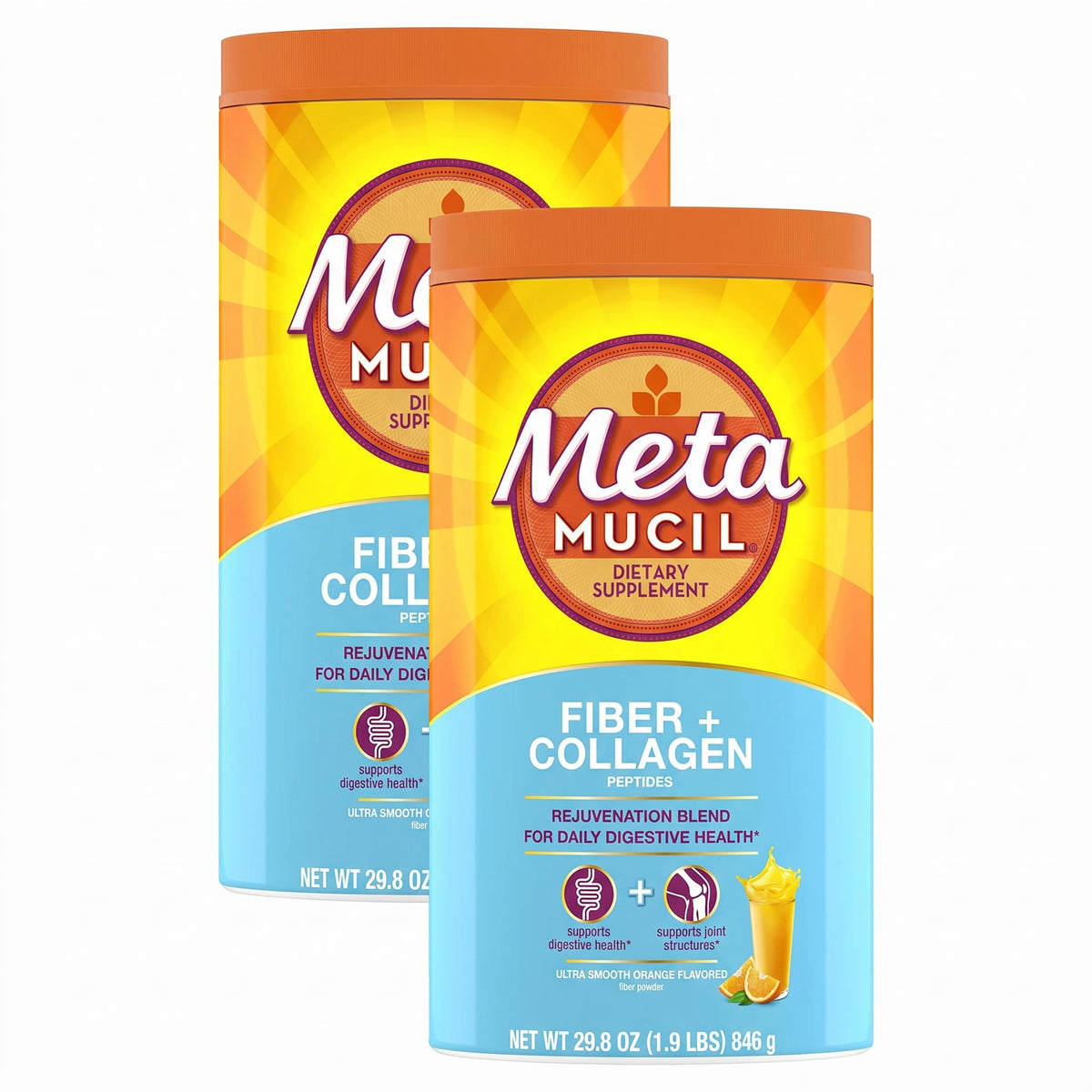 Daily Fiber + Collagen by Metamucil – Model Daily Fiber + Collagen, Psyllium Husk Powder, Plant Based, Sugar-Free with Stevia, 3-in-1 Fiber for Digestive Health, Orange Flavored