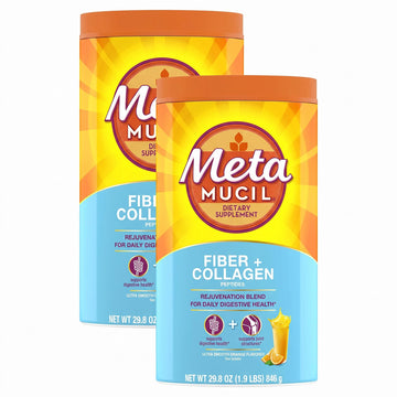 Daily Fiber + Collagen by Metamucil – Model Daily Fiber + Collagen, Psyllium Husk Powder, Plant Based, Sugar-Free with Stevia, 3-in-1 Fiber for Digestive Health, Orange Flavored