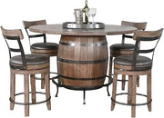 Sunny Designs Round Pub Table with Wine Barrel Set