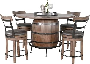 Sunny Designs Round Pub Table with Wine Barrel Set