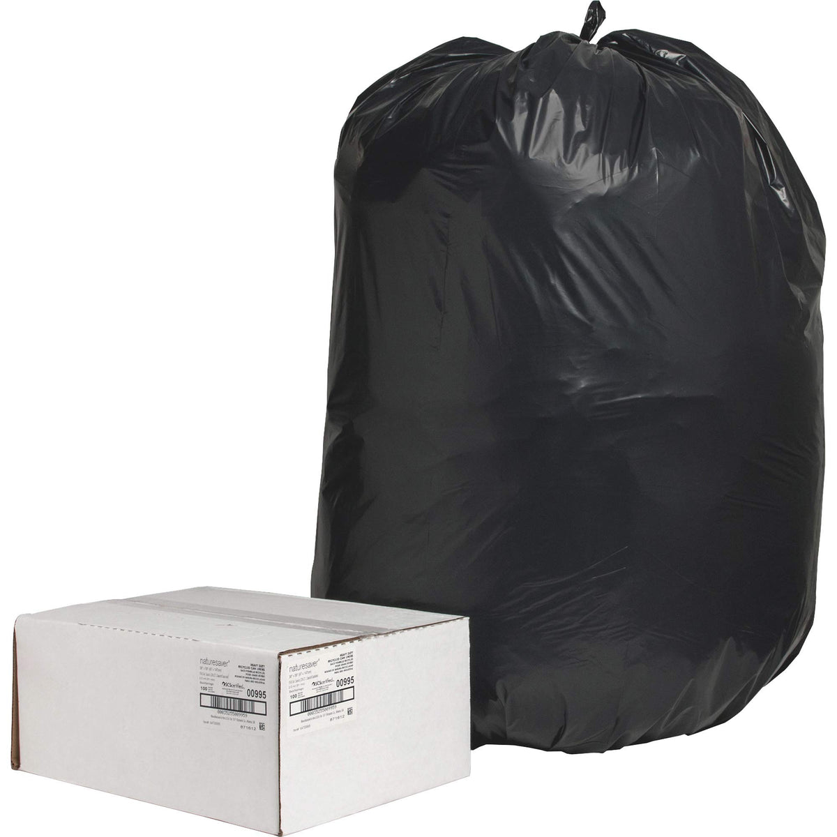 Black Low-Density Recycled Can Liners by Nature Saver – X-Large, 60.0 gallons, Plastic, Black, Pack of 100