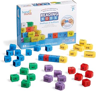 hand2mind Reading Rods, Prefixes and Suffixes, Word Roots, Word Building Activities, Spelling Toys, Phonemic Awareness and Phonics, Science of Reading Manipulatives