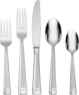 Oneida Amsterdam 45-Piece 18/0 Silverware Set for 8, Flatware | satin finish, dishwasher safe | includes serving spoons and utensil set | cutlery set, wedding silverware