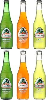 Jarritos Mexican Soft Soda Drink, Grapefruit, Mandarin, Lime - Variety Pack, 12.5oz Glass Bottle (Pack of 6, Total of 75 Fl Oz)