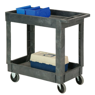Plastic 2 Shelf Tray Service & Utility Cart 34 x 17 5" Rubber Casters by Global Industrial – Plastic, Gray, Model 241749