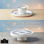 Talavera Serveware (Multiway Server - Chip & Dip/Cake Stand) by 10 Strawberry Street – Multiway Server - Chip & Dip/Cake Stand, Ceramic, Talavera Blue, Model TAL-SERVE