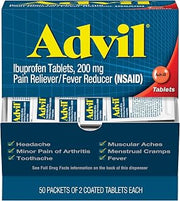 Advil Ibuprofen, 200mg (50 Packets of 2 Coated Tablets) 50 ea (Pack of 3)
