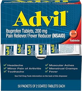 Advil Ibuprofen, 200mg (50 Packets of 2 Coated Tablets) 50 ea (Pack of 3)