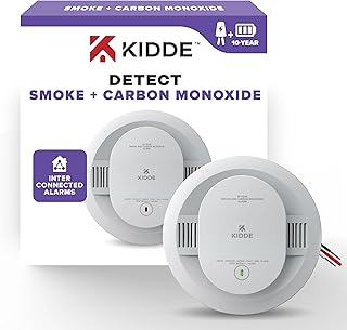 Kidde Smoke & CO Detector, Hardwired & 10-Year Battery, 30CUA10, 1 Pack | Wired Interconnect Capability & No Battery Replacements with Smoke & Carbon Monoxide Detection, Ideal for Homes & Apartments
