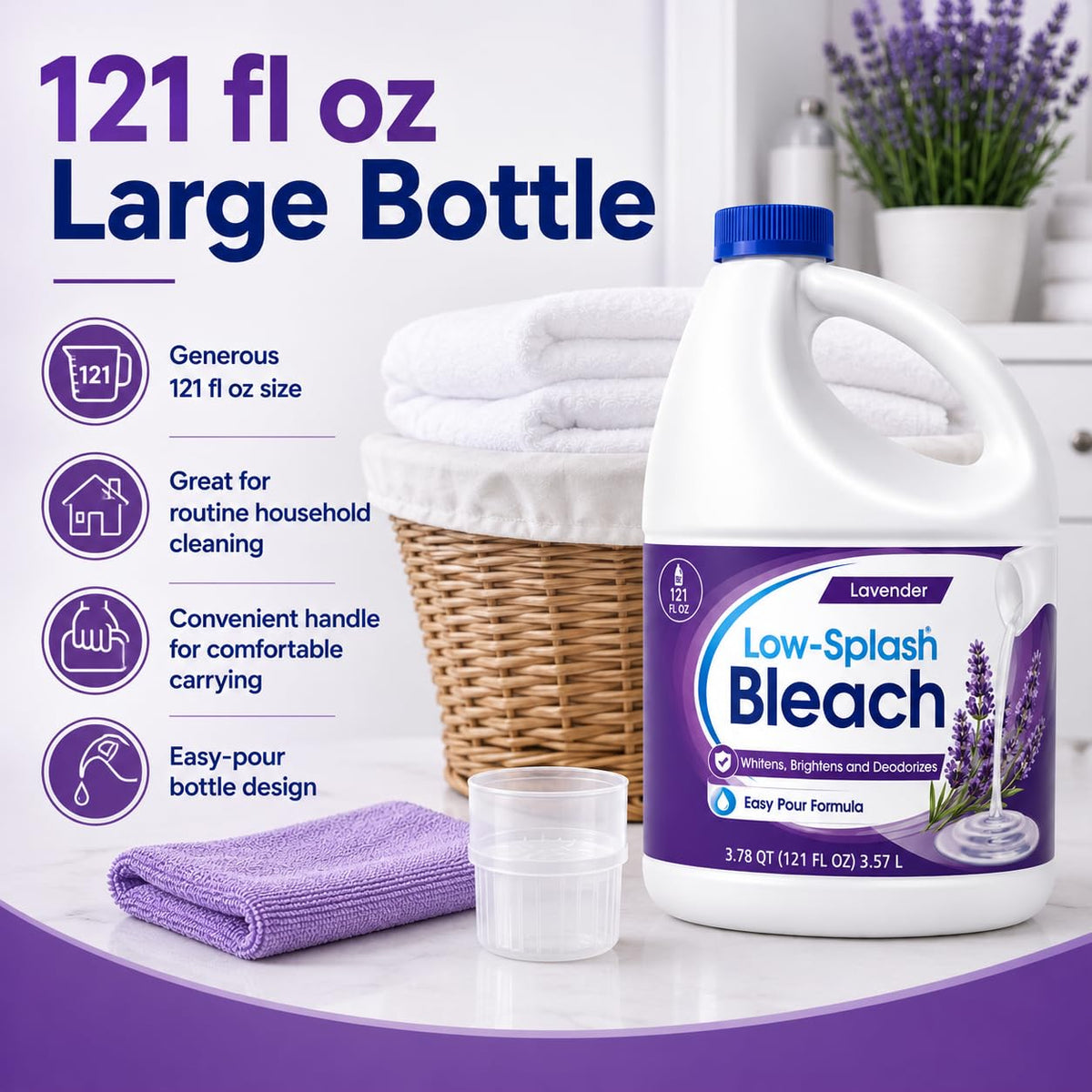 Low Splash Bleach by Generic – 121 Fl Oz (Pack of 1), Model RHLV-121-LV