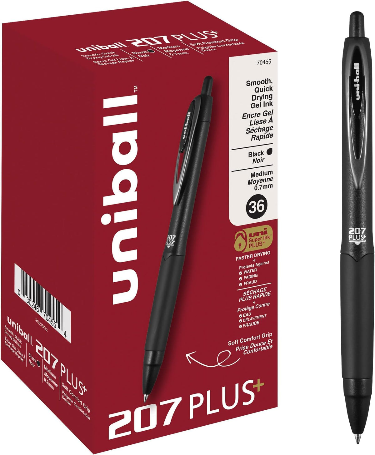 207PLUS+ Gel by Uni-Ball – 216 count (Pack of 1), Plastic, Black, Model 70455