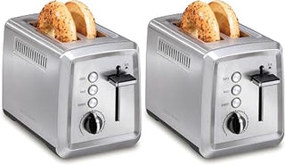 Hamilton Beach 2 Slice Toaster with Extra-Wide Slots,Bagel Setting,Toast Boost,Slide-Out Crumb Tray,Auto-Shutoff & Cancel Button,Defrost Function,Stainless Steel (22794),(Pack of 2)