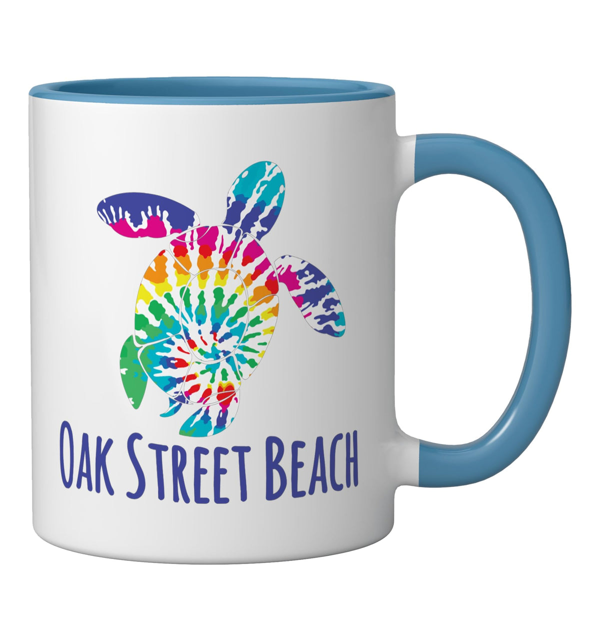 Oak Street Beach Nautical BOHO Batik Coastal Tie Dye Turtle Ceramic Mug by Mamaknows Oak Street Beach – 11 Ounces, 11 fluid_ounces, Ceramic, Model TQRXKVGPPZ2USBlueWhite