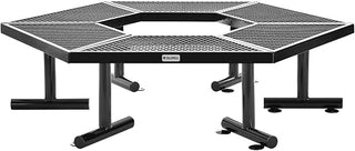 Global Industrial Hexagon Outdoor Tree Bench, Expanded Metal, 73" L x 63" W x 18" H, Black