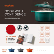Overmont Cast Iron Dutch Oven, 5.5 Quart Capacity, Forest Green