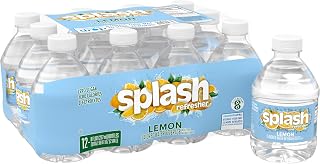SPLASH REFRESHER Flavored Water Bottles, Lemon Flavor - 12 Pack | Refreshing Flavored Bottled Water with Electrolytes - Zero Sugar & Zero Calories - 8 Fl Oz