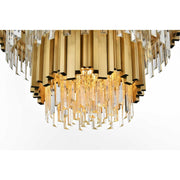 Willow Eight Light Chandelier Satin Gold by Lighting Design – Iron, Satin Gold, Model 3400G24SG