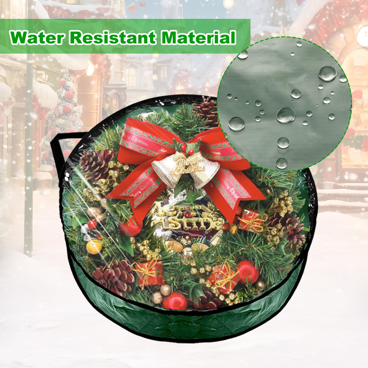 YAYODS Wreath Storage Bag, 24x24x7.8 Inch, 6 Pack Green