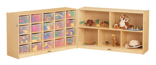 20 Cubbie-Tray Fold-n-Lock Storage Without Bins by Jonti-Craft – Wood, Yellow, Model 0422JC