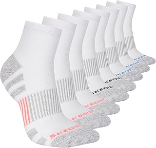 Skechers Women's 8-pack Work Collection High Quarter Crew Socks, Extra Cushion & Mesh Ventilation
