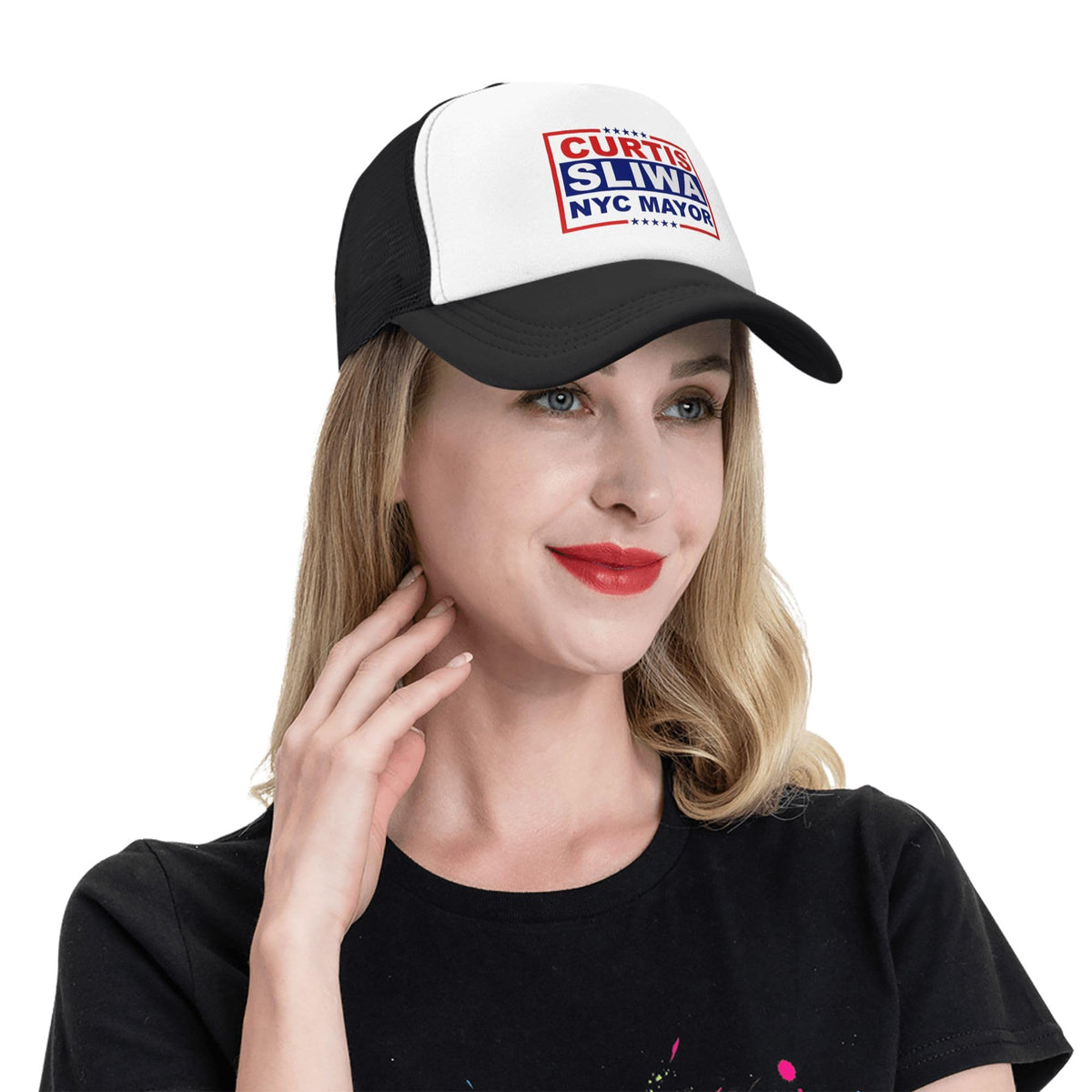 Curtis Sliwa for NYC Mayor Trucker Hat New York City 2026 Election Hats Adjustable Mesh Back Baseball Cap by PPFINE – One Size, Polyester, Black, Model 6455PPHHG