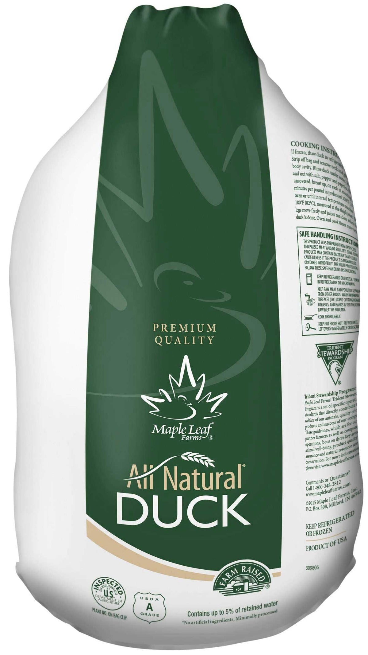 Maple Leaf All Natural Medium Whole Duck by Maple Leaf Farms – 5.75 pounds