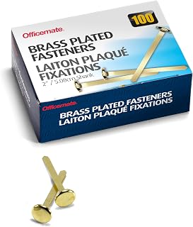 Officemate Paper Fasteners, 2 Inch Shank, Brass (99817)