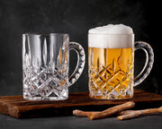 Noblesse Beer Mug by Nachtmann – 9.4 cm x 14.5 cm x 13.9 cm, 600 milliliters, Kristallglas, Transparent" Gold "Colorless, Pack of 2