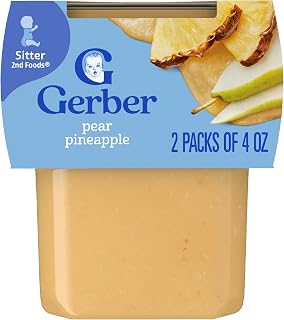 Gerber Stage 2 Pear Pineapple Puree Baby Food, 4 Oz, 16 Pack