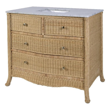 McLean 42" W Marble and Rattan Bathroom Vanity - Natural by Butler Specialty Company – Wood, Brown, Model 6309404