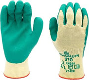 SHOWA 310 Natural Latex Palm Coated General Purpose Work Glove with Poly/Cotton Liner, Green, X-Large (1 Pair)