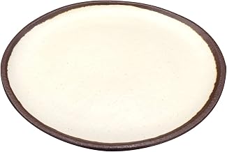 GET P-75-CRM Pottery Market Bread/Side Dish, 7-1/2" Diameter, Cream with Brown Trim, Case of 1 Dozen