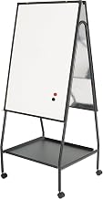 Wheasel, Double Sided Magnetic Dry Erase Porcelain Steel Whiteboard Easel, 65"H x 28.75"W x 27"D (770)