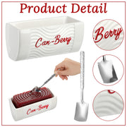 Potchen Ceramic Cranberry Can Serving Dish with Spatula, Black and White, One Size