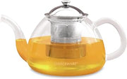 Farberware Glass Teapot, Tea Brewer for Blooming Loose Leaf Teas, Borosilicate Glass Tea Steeper, Non-Drip Spout, Stainless Steel Infuser, 5 Cup Capacity