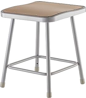 National Public Seating 6318 Steel Stool with 18" Square Hardboard Seat, Grey
