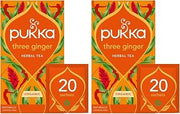 Pukka Organic Herbal Tea Ginger Herbal Teas Three Ginger Tea with Galangal & Turmeric 20 Tea Bags (Pack of 2)