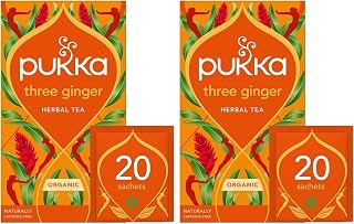 Pukka Organic Herbal Tea Ginger Herbal Teas Three Ginger Tea with Galangal & Turmeric 20 Tea Bags (Pack of 2)