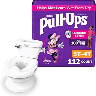 Training Pants + Night-Time Training Pants for Girls Bundle: Pull-Ups Training Pants, Size 3T-4T (32-40 lbs), 112 Count (4 Packs of 28) & My Size Potty Pro