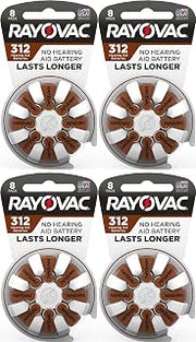 Rayovac Hearing Aid Batteries Size 312 for Advanced Hearing Aid Devices, 8 Count (Pack of 4)