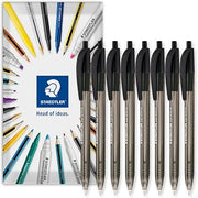 STAEDTLER 4230 Retractable Ballpoint Pen, Pack of 8 in Envelope, Black | Triangular Barrell, 1.0mm Line Width, Everyday Writing Pens, Home, Office, Work, Study