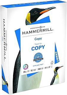 Hammermill Printer Paper, 20 lb Copy Paper, 8.5 x 11-1 Ream (500 Sheets) - 92 Bright, Made in the USA