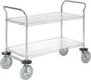 Chrome Wire Shelf Instrument Cart by Nexel – 49"L x 24"W x 44"H, 12-Gauge Steel, Chrome, Model 188782