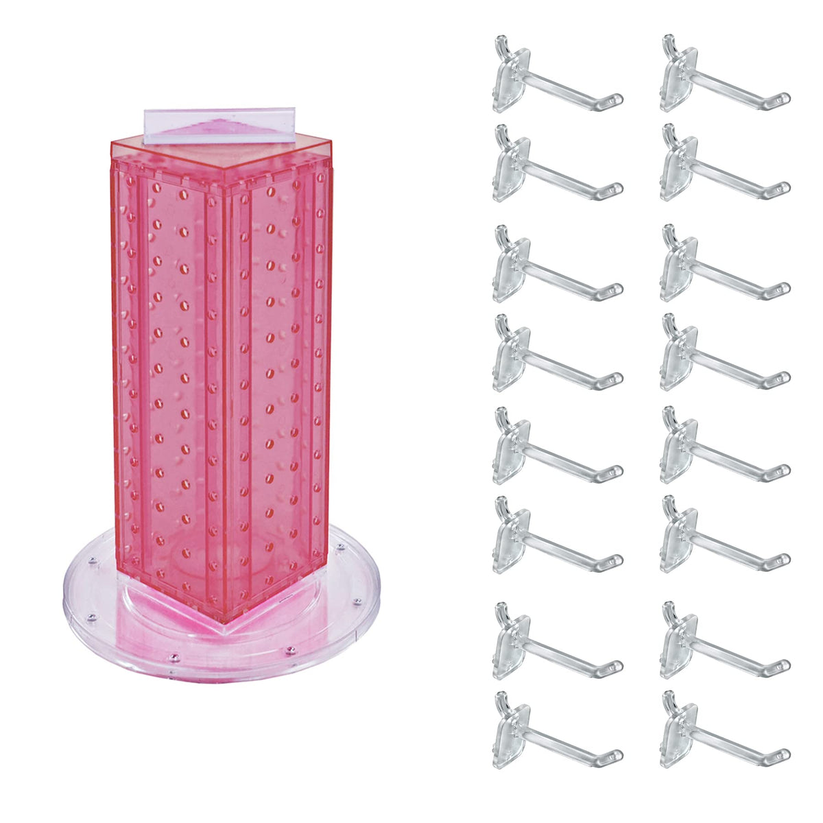 Azar Displays 2 inches x 4 inches x 13 inches / Pink / Pegboard + Hooks Pegboard Hooks