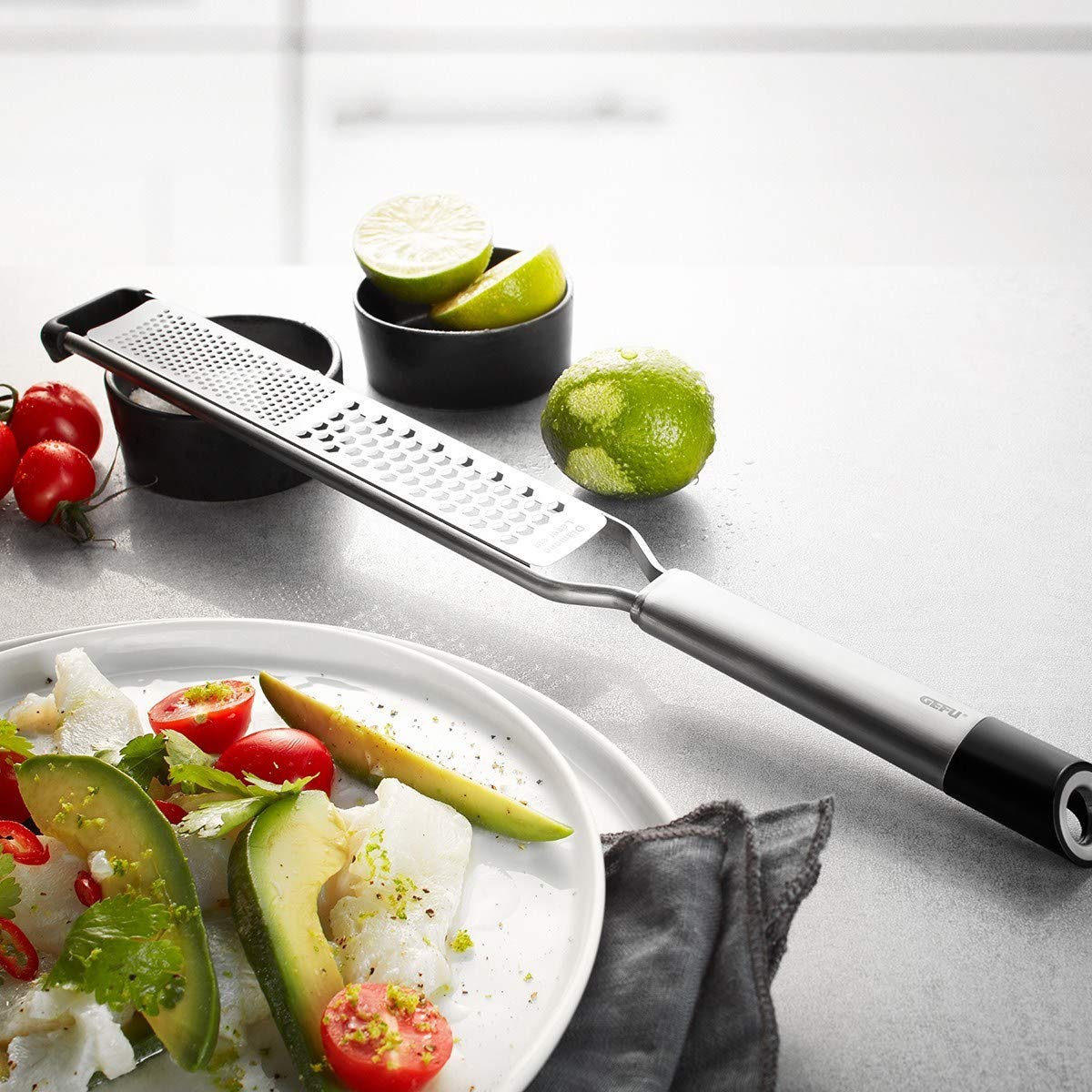 Fine and Coarse Grater PRIMELINE by GEFU – 38,7 x 4,5 x 1,8 cm, Stainless Steel, Silver / Black, Model GF24-29225